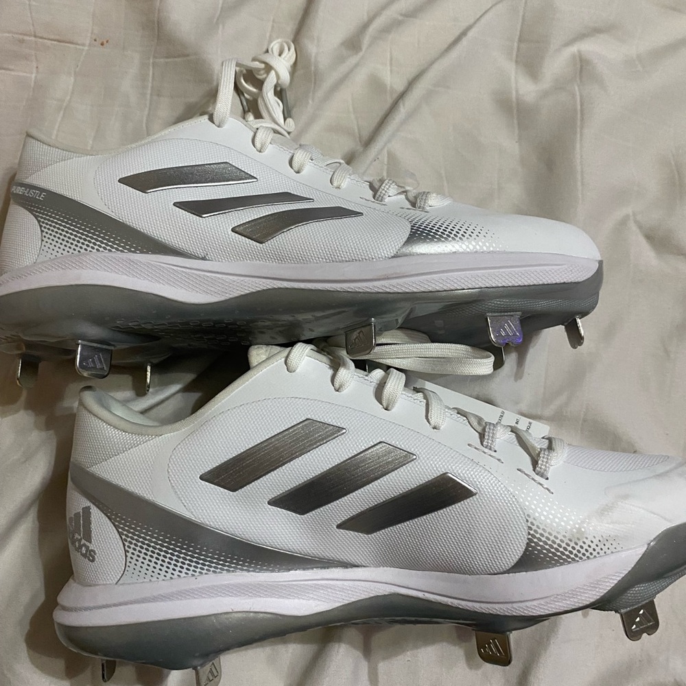 Adidas White and Gray Cleats PureHustle 2